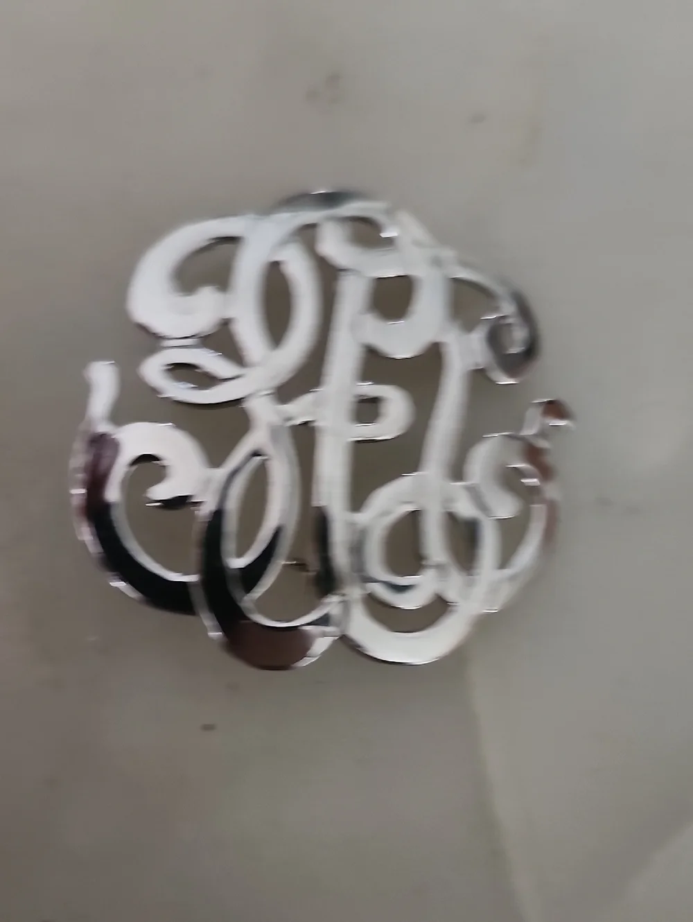 Monogram Script Silver-Tone Brooch - Picture 5 of 7